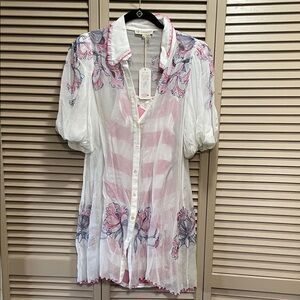 2 pc White and Pink Floral Women's mini dress